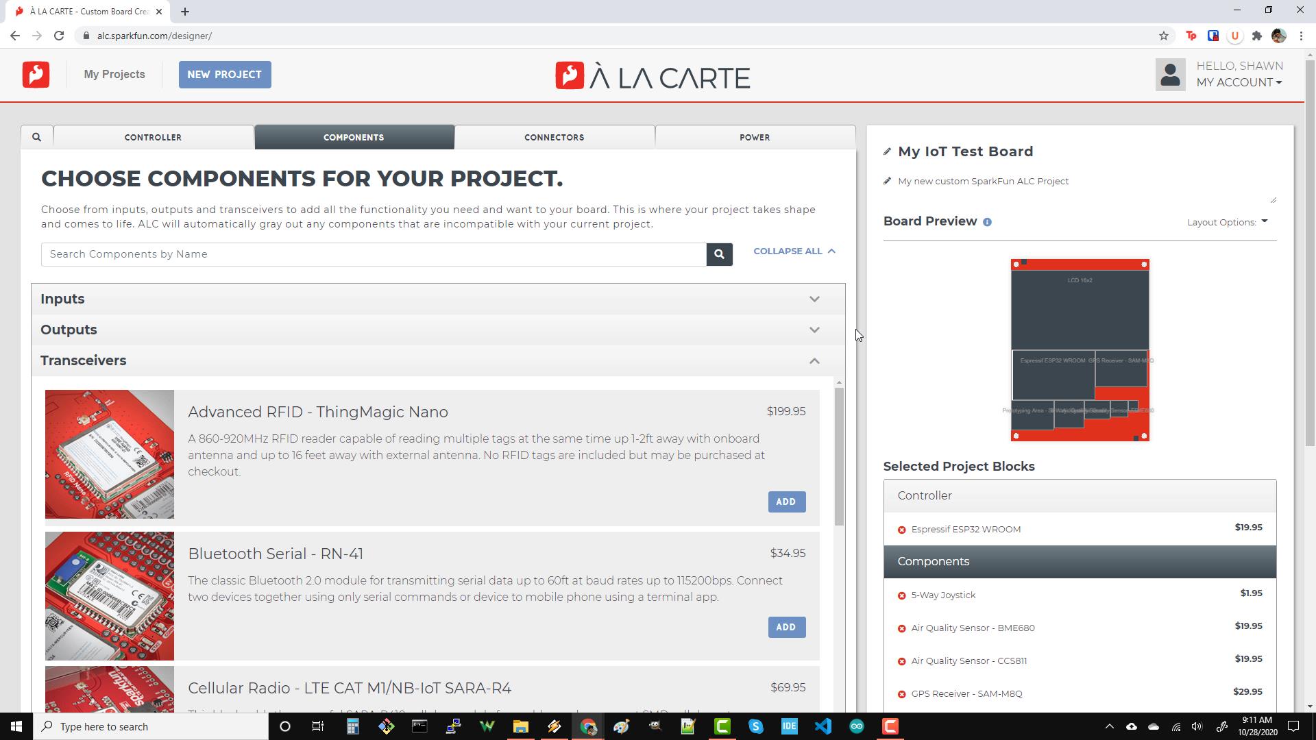 Adding components to SparkFun ALC project